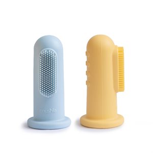 Mushie Finger Toothbrush - Powder Blue/Pale Daffodil